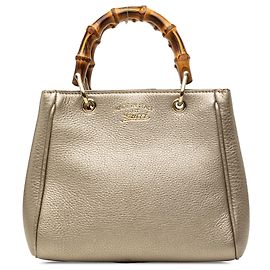 Gucci Gold Mini Calfskin Bamboo Shopper Satchel Handtasche