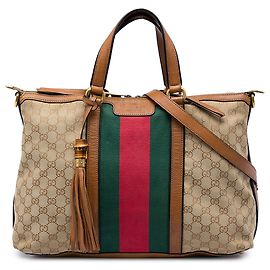 Borsa a mano Gucci Rania Medium GG Canvas Web Beige con manico superiore