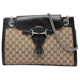 Borsa a tracolla Gucci Emily Large in tela GG beige