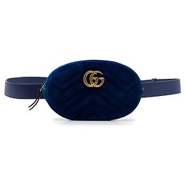 Borsa cintura Gucci Blue GG Marmont Matelassé in velluto