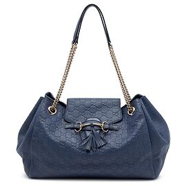 Borsa Tote Gucci Emily Large Guccissima Blu