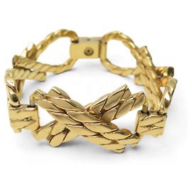 Céline BRACELETE VINTAGE CELINE DOURADO ELOS ARTICULADOS ENTRELAÇADOS CORRENTE GOURMETTE BANGLE