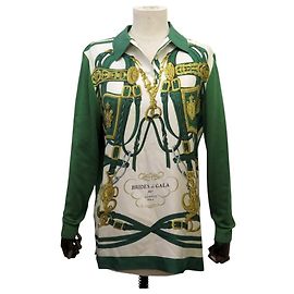 Hermès SWEATER CAMISA HERMES BRIDES DE GALA 42 L EM CACHEMIRA & SEDA BLUSA TOPO