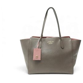 BORSA GUCCI CABAS SWING 354397 IN PELLE GRANA TAUPE ROSE SHOPPING BAG