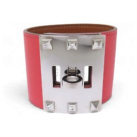 Hermès NUEVA PULSERA HERMES EXTREME KELLY DOG CUERO EPSOM ROSE S/2 15-17 CM BANGLE