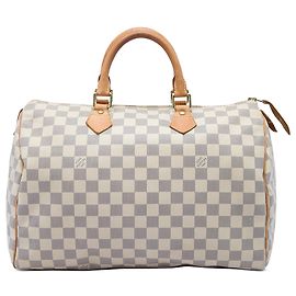 Borsa Boston Louis Vuitton Damier Azur Speedy 35 Bianca