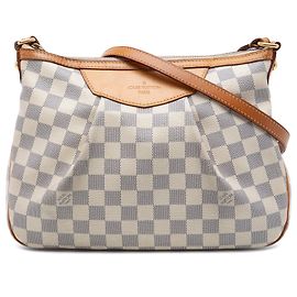 Borsa a tracolla Louis Vuitton Damier Azur Siracusa PM Bianca