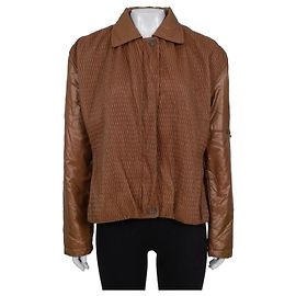 Chaqueta acolchada marrón con cremallera Roberto Cavalli Sz.44 de segunda mano