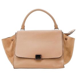 Céline Celine Trapeze Borsa in pelle e camoscio beige
