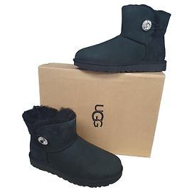 Stivali UGG Bailey Button Bling in camoscio - Nero - Taglia 41