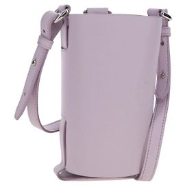 FENDI Bottle Holder Pouch Leather Lavende Silver 7AS022