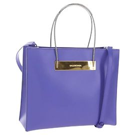 Balenciaga Handtasche Leder 2way Lila Gold Silber