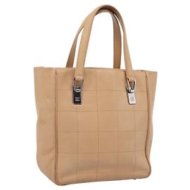 CHANEL Tote Bag Caviar Skin Beige Silver CC