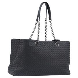 Bottega Veneta INTRECCIATO Chain Tote Bag Leather Black
