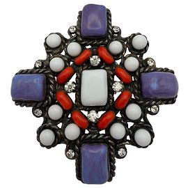 Chanel Spilla Pendente Croce di Malta Stile Bizantino Gripoix