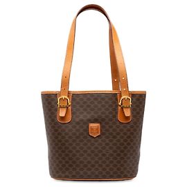 Céline Tote Celine in tela rivestita Macadam marrone
