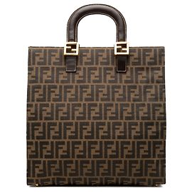 Borsa Tote Twins Fendi in tela Zucca marrone