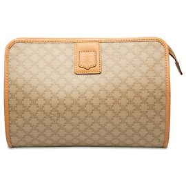 Céline Clutch Celine Beige Macadam in tela rivestita