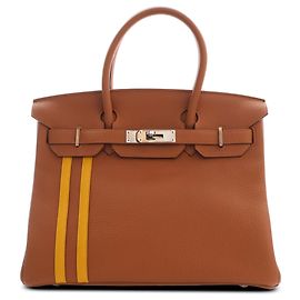 Hermès Brown Togo and Swift Officier Verso Birkin Retourne 30