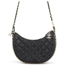 Borsa a tracolla con catena Chanel in pelle d'agnello