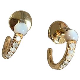 Orecchini a cerchio Pomellato in oro rosa 18k diamanti e perle