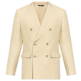 Dolce & Gabbana beige linen double-breasted blazer
