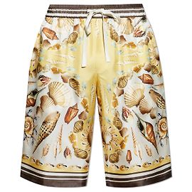 Dolce & Gabbana Seidenshorts mit Muschelprint Creme