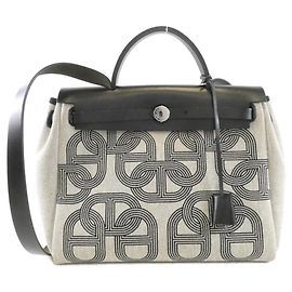 Hermès Borsa Hermes Herbag Zip24 Circuit Toile H Plume Vache Hunter