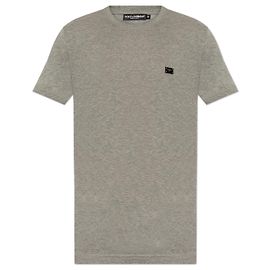 T-shirt de algodão cinza com logótipo Dolce & Gabbana