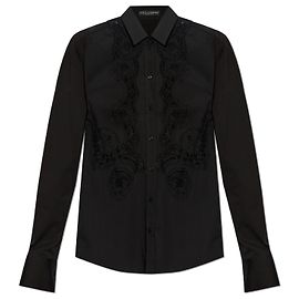 Dolce & Gabbana Camisa con encaje negra de algodón
