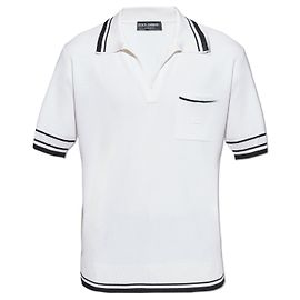 Polo Dolce & Gabbana in seta con taschino bianca