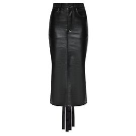 Falda midi de piel de cordero negra Balenciaga