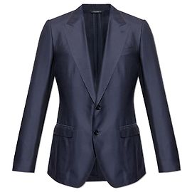 Dolce & Gabbana Double Breasted Cotton Silk Blazer Blue