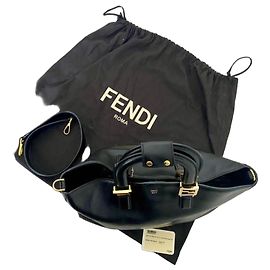 Fendi FF Tote Medium Handbag Black Leather