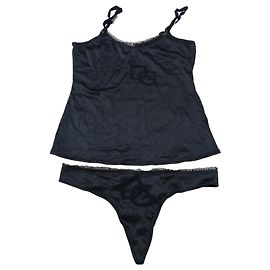 Conjunto de Lingerie Dolce & Gabbana em Seda Preto