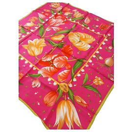 Pañuelo de seda Longchamp estampado tulipanes