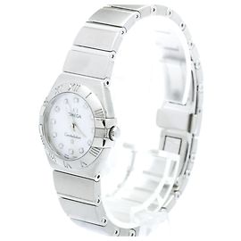 Omega Constellation Quartz Stainless Steel com marcadores de diamante e madrepérola 24