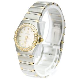 Omega Constellation Quartz Stainless Steel and Yellow Gold with Diamond Bezel and Mother of Pearl 23