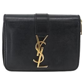 Autre Marque Saint Laurent Classic Monogram YSL Line Zip Around Leather