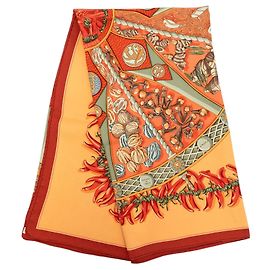 Foulard di seta Orange Hermès Aux Pays Des Epices 90 Scarves