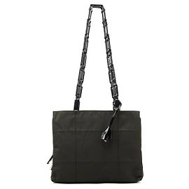 Prada B8353 Borsa Tote Tessuto Impuntu Verde Scuro con Tracolla a Catena