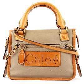 Chloé Sac cabas Harley en toile beige tan