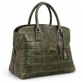 Autre Marque Borsa Shiro Limited Edition in pelle di coccodrillo verde oliva