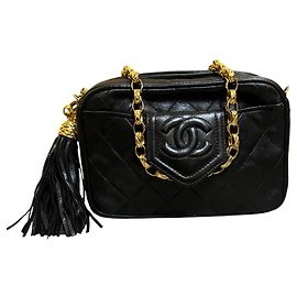 Borsa Camera Chanel CC in pelle d'agnello matelassé con nappina 1989