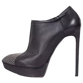 Autre Marque Botines Saint Laurent de cuero negro con strass Sz.39.5 de segunda mano
