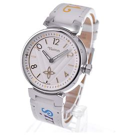 Louis Vuitton Tambour Quartz Stainless Steel and Monogram Rubber 34