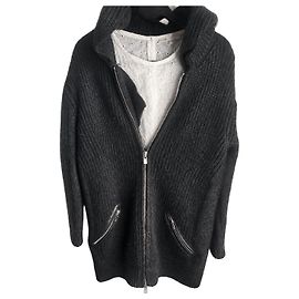 Cardigan Maje in maglia con cappuccio e zip