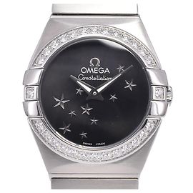 Omega Constellation Quartz Stainless Steel mit Diamantlünette und Diamantindizes 25
