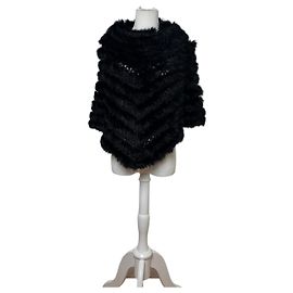 Vintage Courreges Pelz-Leder Top / Mantel Schwarz 38/M