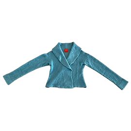 Giacca Kenzo in maglia blu canard colletto a scialle